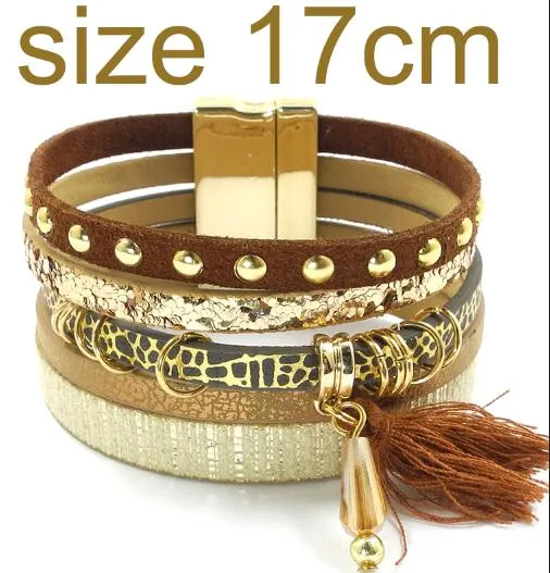 Jewellery - Bohemian Leather Multi-layer Charm Bracelet - 6 colours