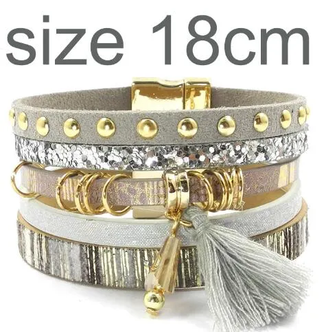 Jewellery - Bohemian Leather Multi-layer Charm Bracelet - 6 colours