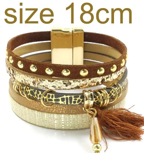 Jewellery - Bohemian Leather Multi-layer Charm Bracelet - 6 colours