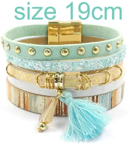 Jewellery - Bohemian Leather Multi-layer Charm Bracelet - 6 colours