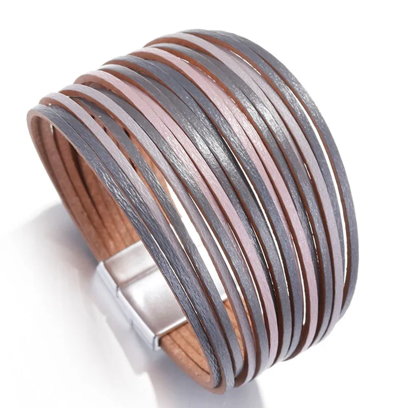 Jewellery - Gold/Silver/Multicolour Wide Leather Bracelets