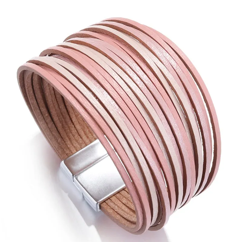 Jewellery - Gold/Silver/Multicolour Wide Leather Bracelets