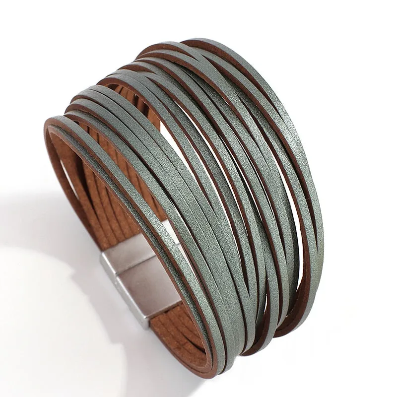 Jewellery - Gold/Silver/Multicolour Wide Leather Bracelets