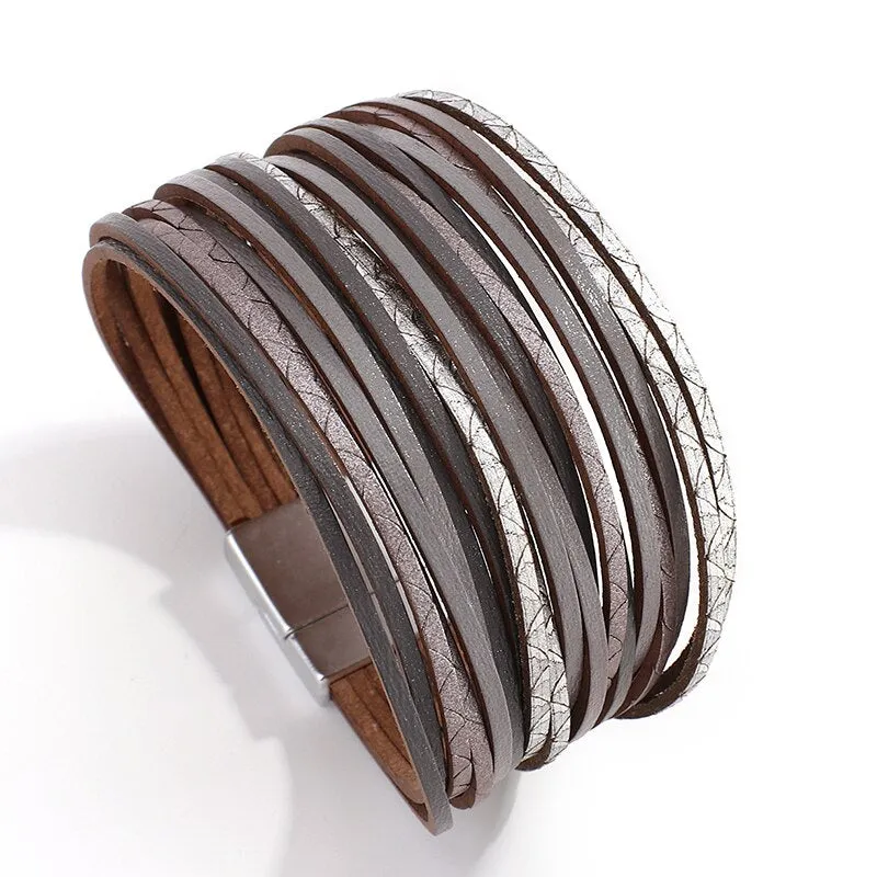 Jewellery - Gold/Silver/Multicolour Wide Leather Bracelets