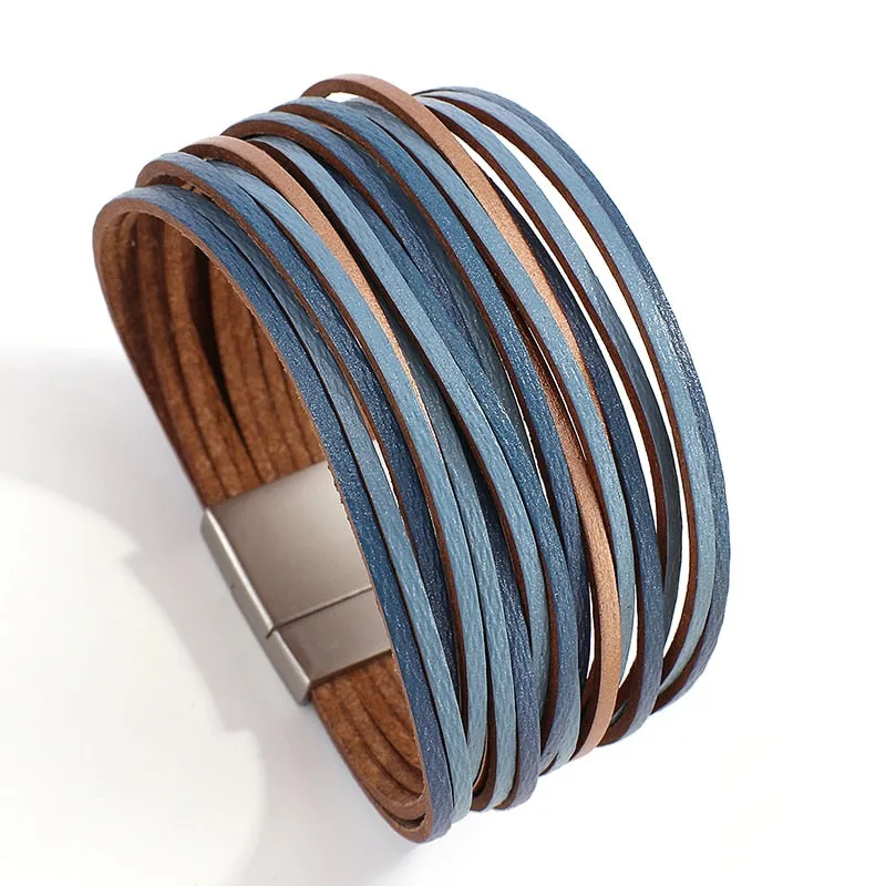 Jewellery - Gold/Silver/Multicolour Wide Leather Bracelets