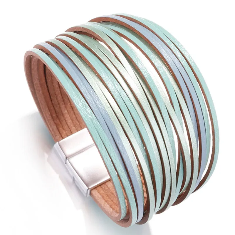 Jewellery - Gold/Silver/Multicolour Wide Leather Bracelets