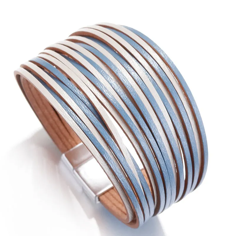 Jewellery - Gold/Silver/Multicolour Wide Leather Bracelets