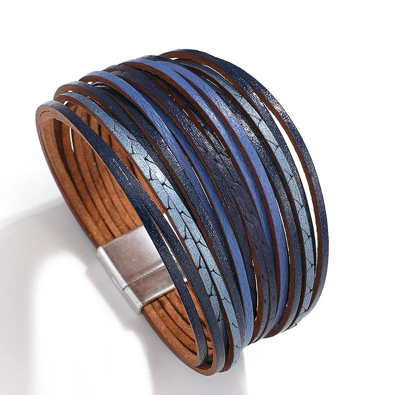 Jewellery - Gold/Silver/Multicolour Wide Leather Bracelets