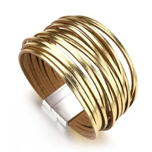 Jewellery - Gold/Silver/Multicolour Wide Leather Bracelets