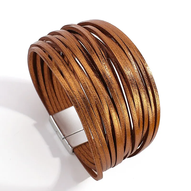 Jewellery - Gold/Silver/Multicolour Wide Leather Bracelets