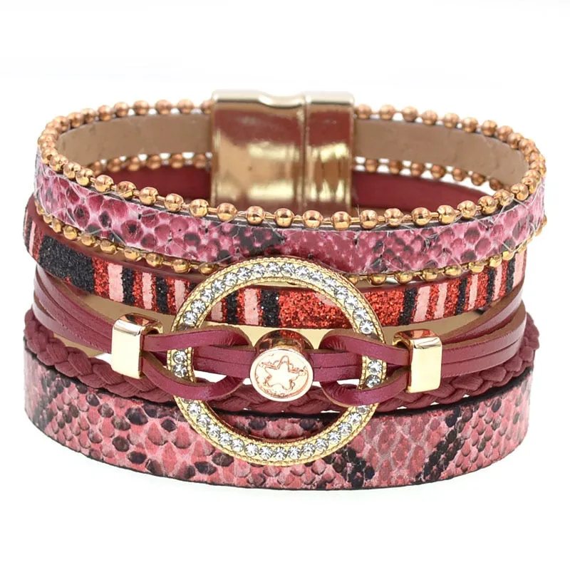 Jewellery - Leather Multilayer Charm Bracelet