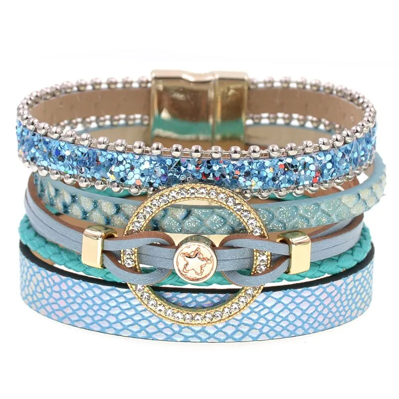 Jewellery - Leather Multilayer Charm Bracelet