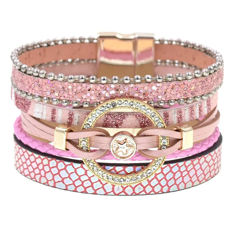 Jewellery - Leather Multilayer Charm Bracelet