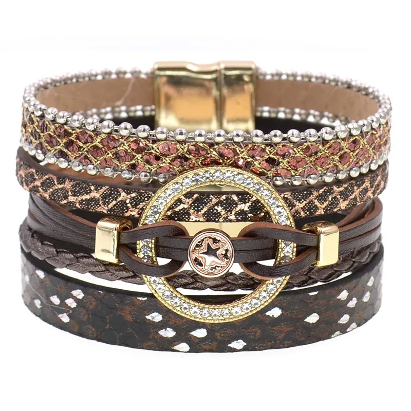 Jewellery - Leather Multilayer Charm Bracelet