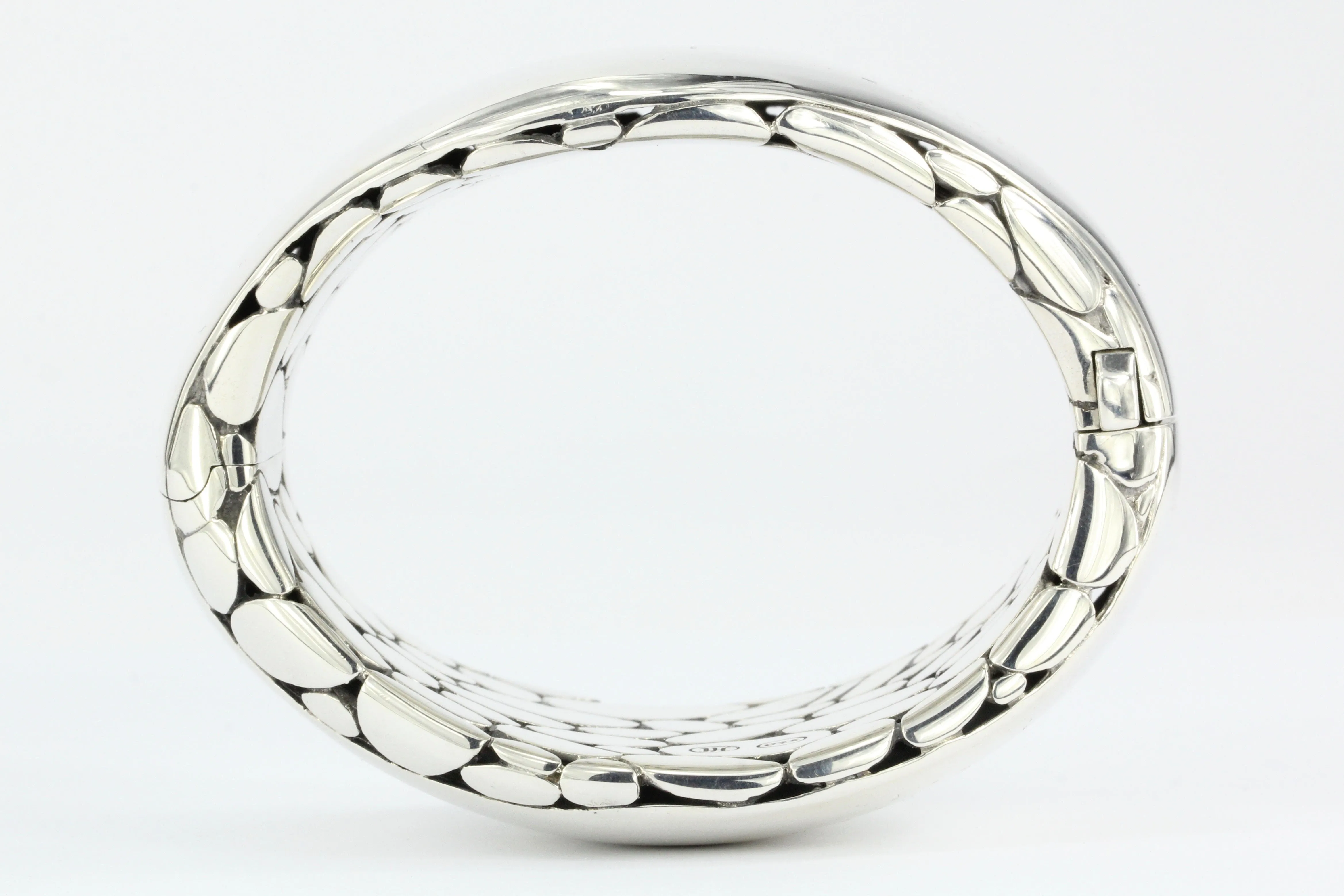 John Hardy Sterling Silver Kali Lined Hinged Bangle Bracelet