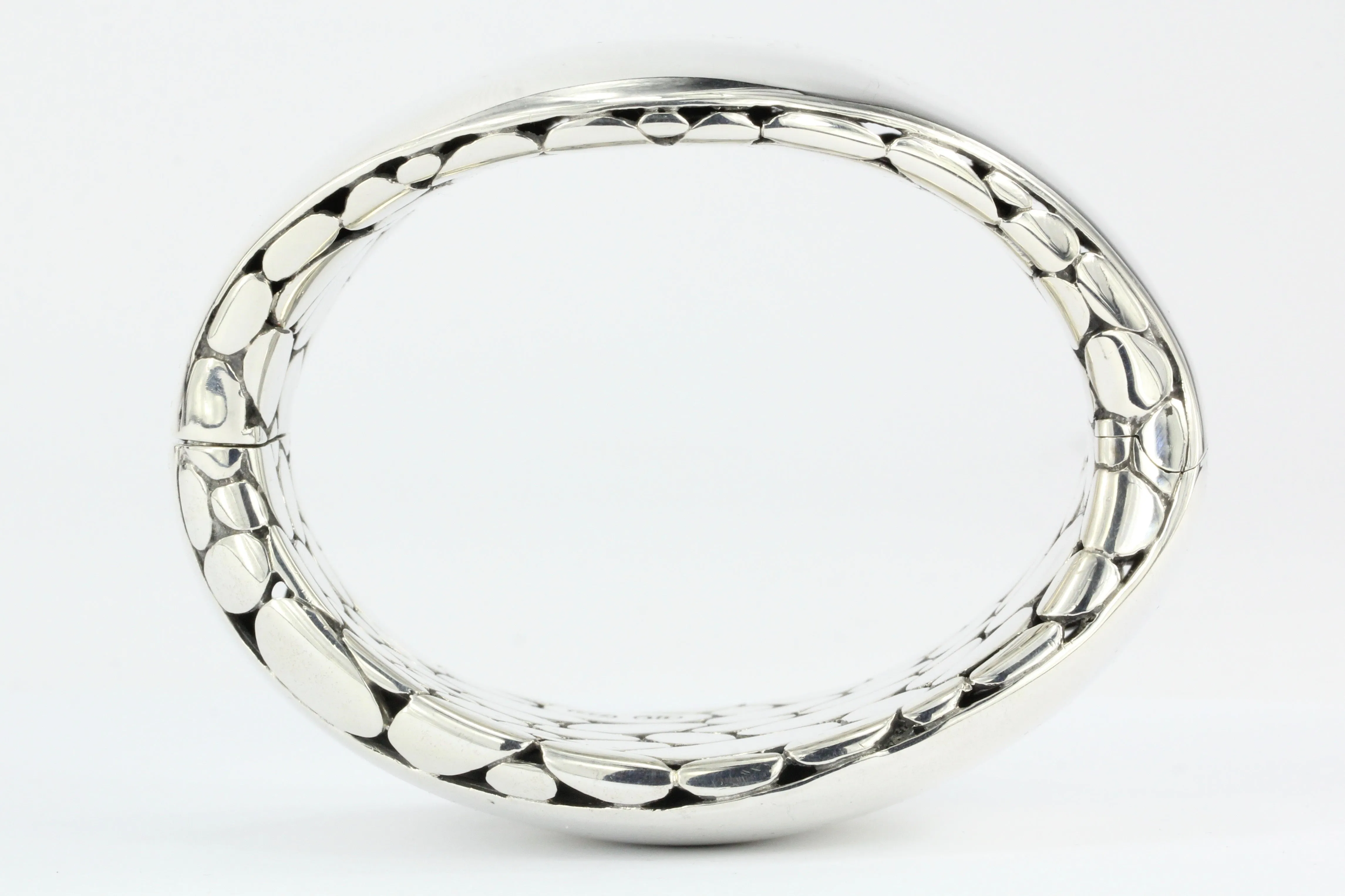 John Hardy Sterling Silver Kali Lined Hinged Bangle Bracelet