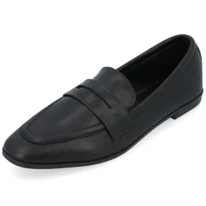 Journee Collection Womens Myeesha Penny Loafer Flat Slip On Square Toe Block Heel Leather Dress Shoe