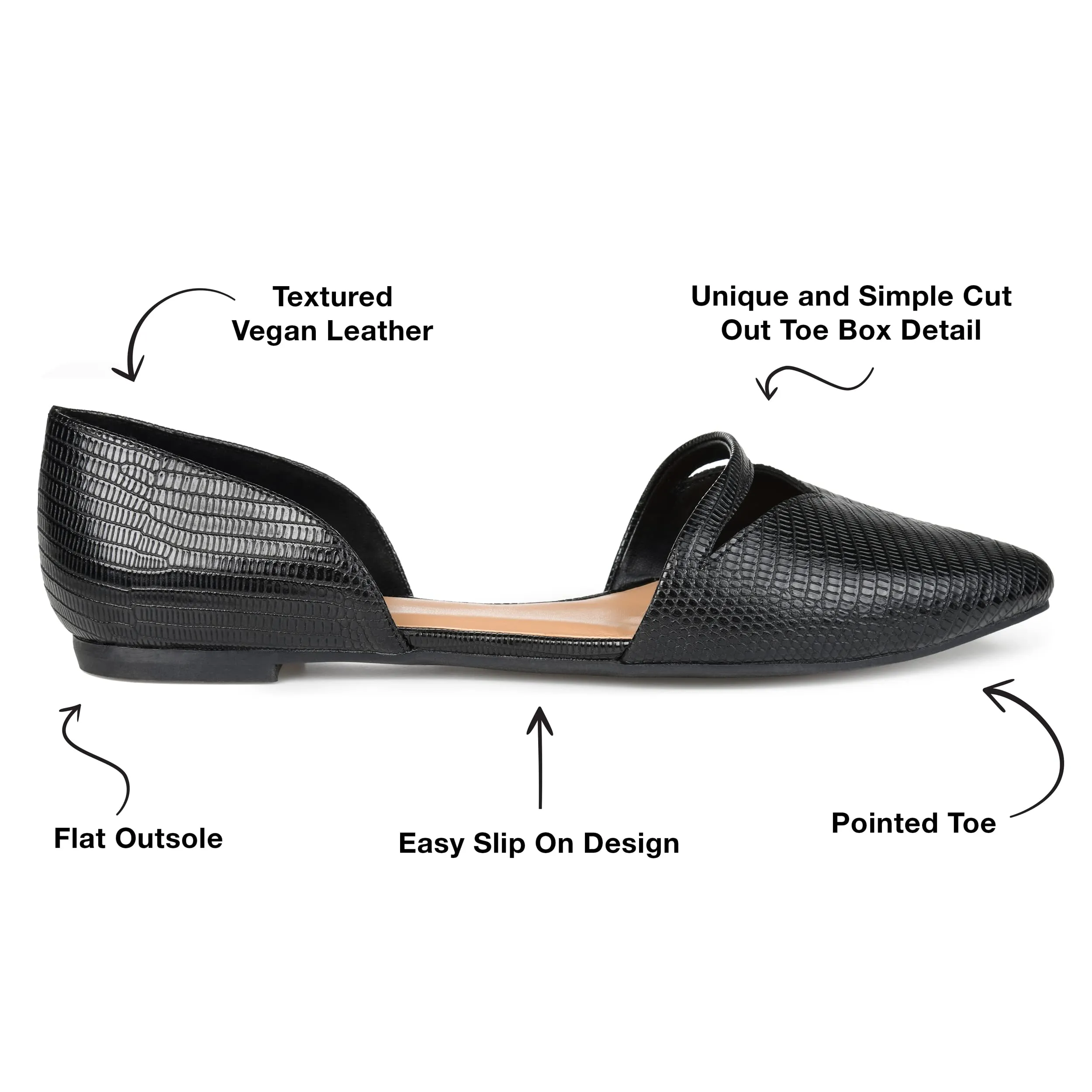 Journee Womens Braely Slip On Pointed Toe Ballet Flats