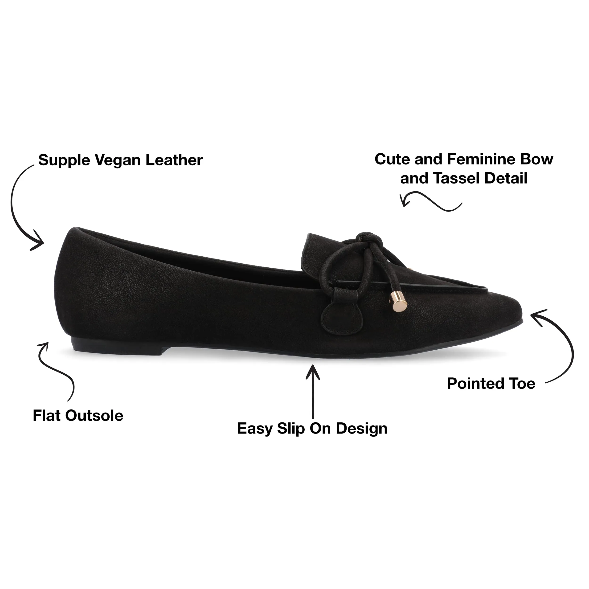 Journee Womens Muriel Slip On Pointed Toe Loafer Dress Flats