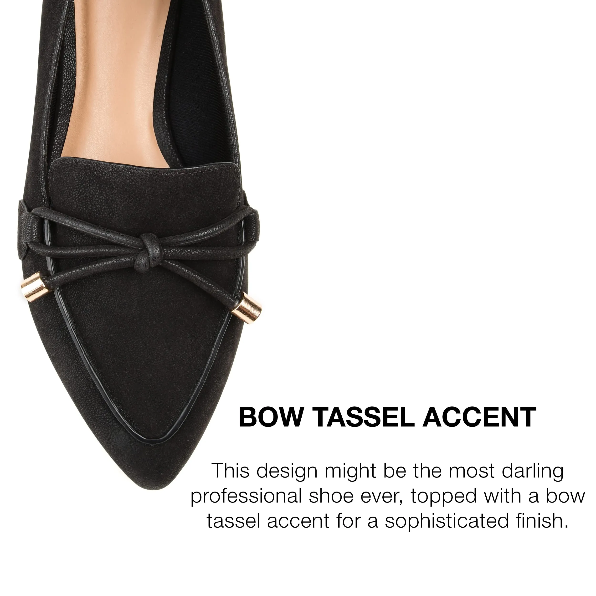 Journee Womens Muriel Slip On Pointed Toe Loafer Dress Flats