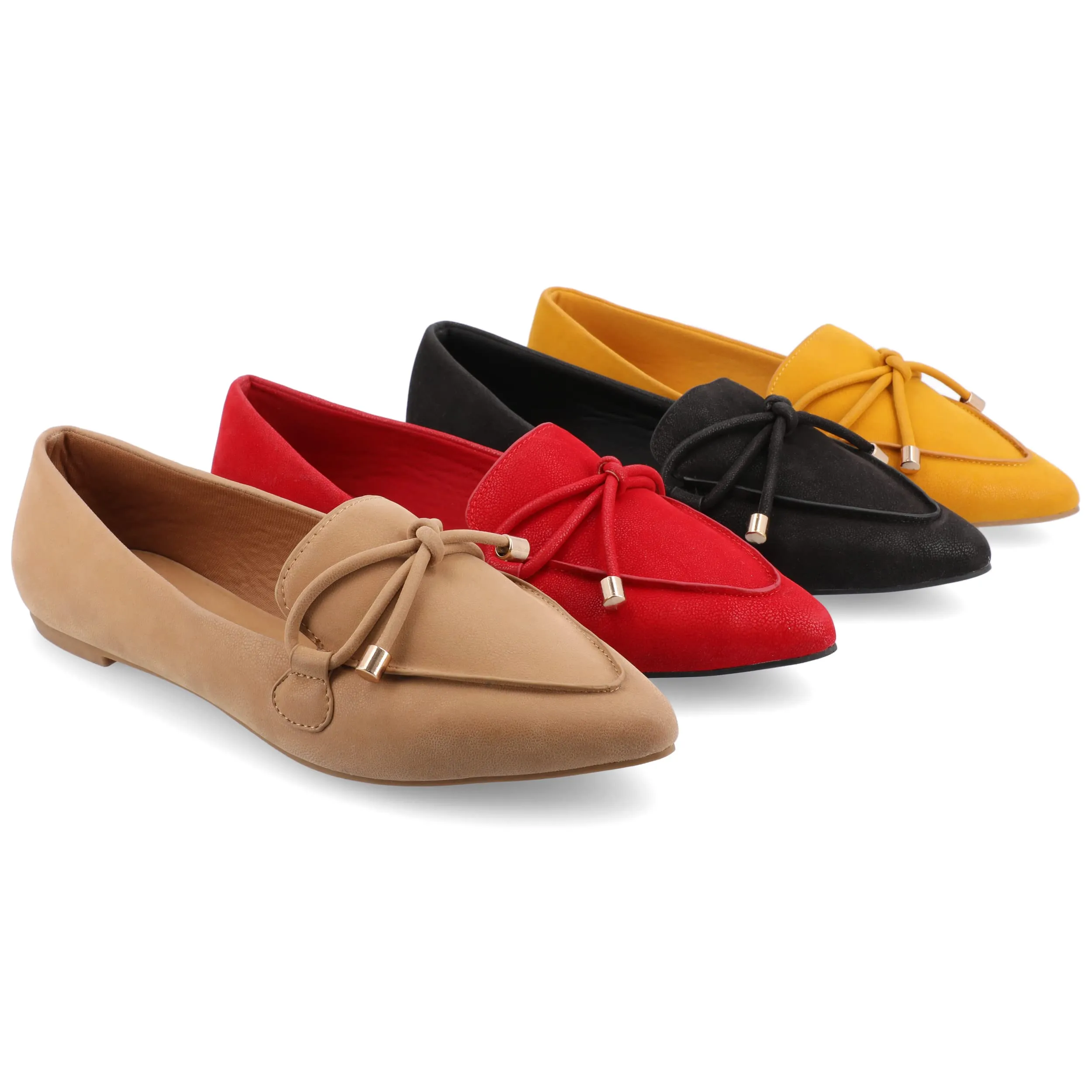 Journee Womens Muriel Slip On Pointed Toe Loafer Dress Flats