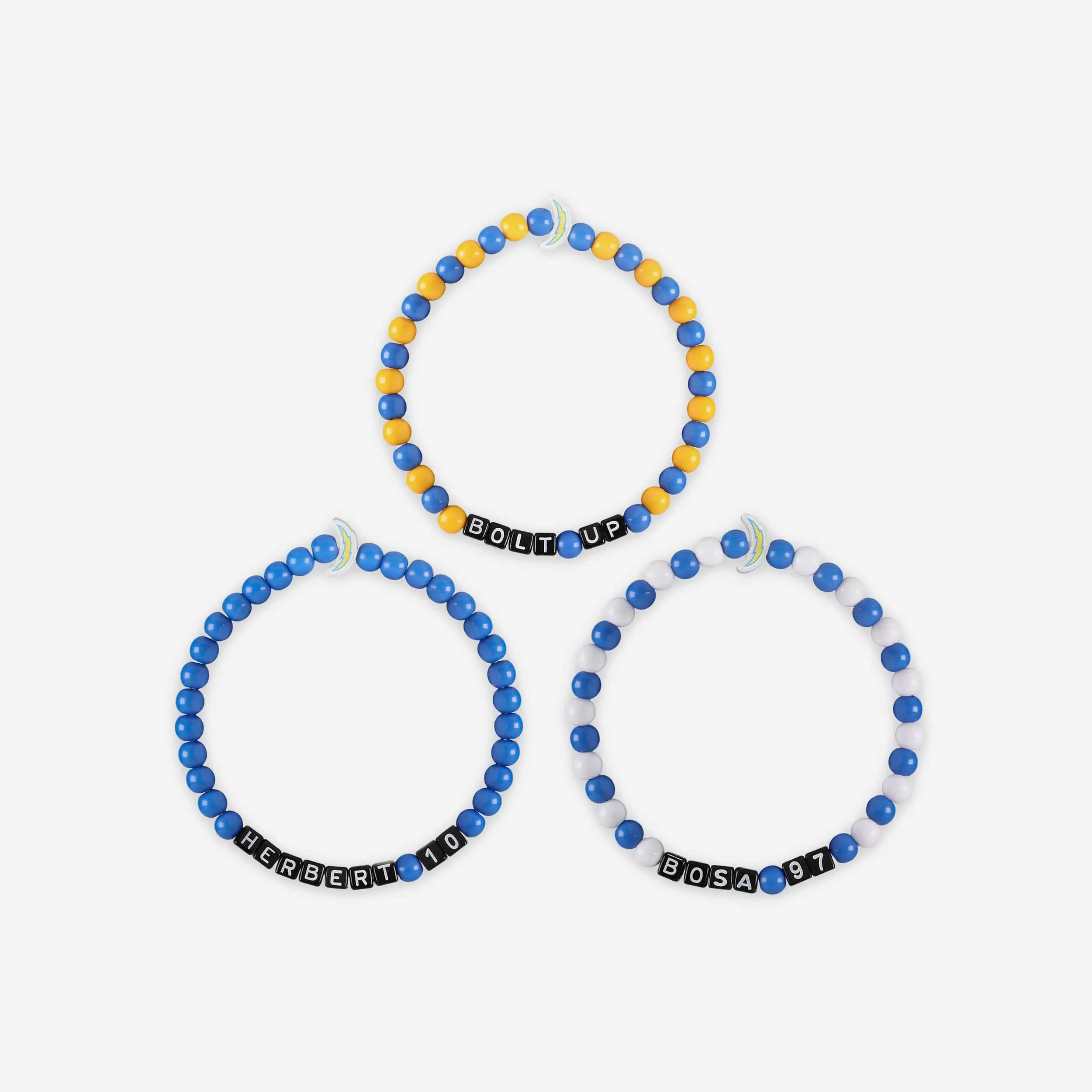 Justin Herbert & Joey Bosa Los Angeles Chargers 3 Pack Player Beaded Friendship Bracelet