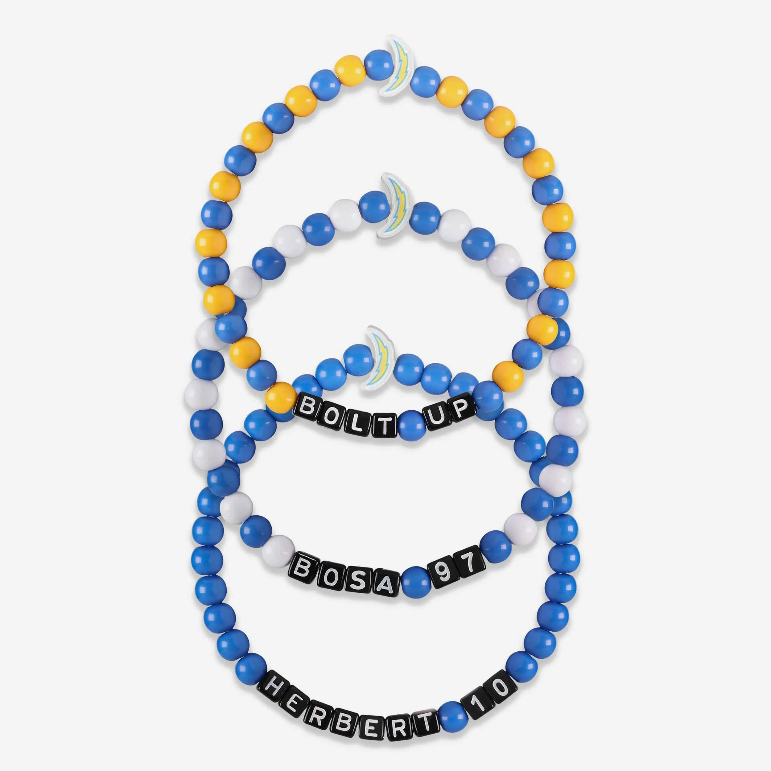 Justin Herbert & Joey Bosa Los Angeles Chargers 3 Pack Player Beaded Friendship Bracelet