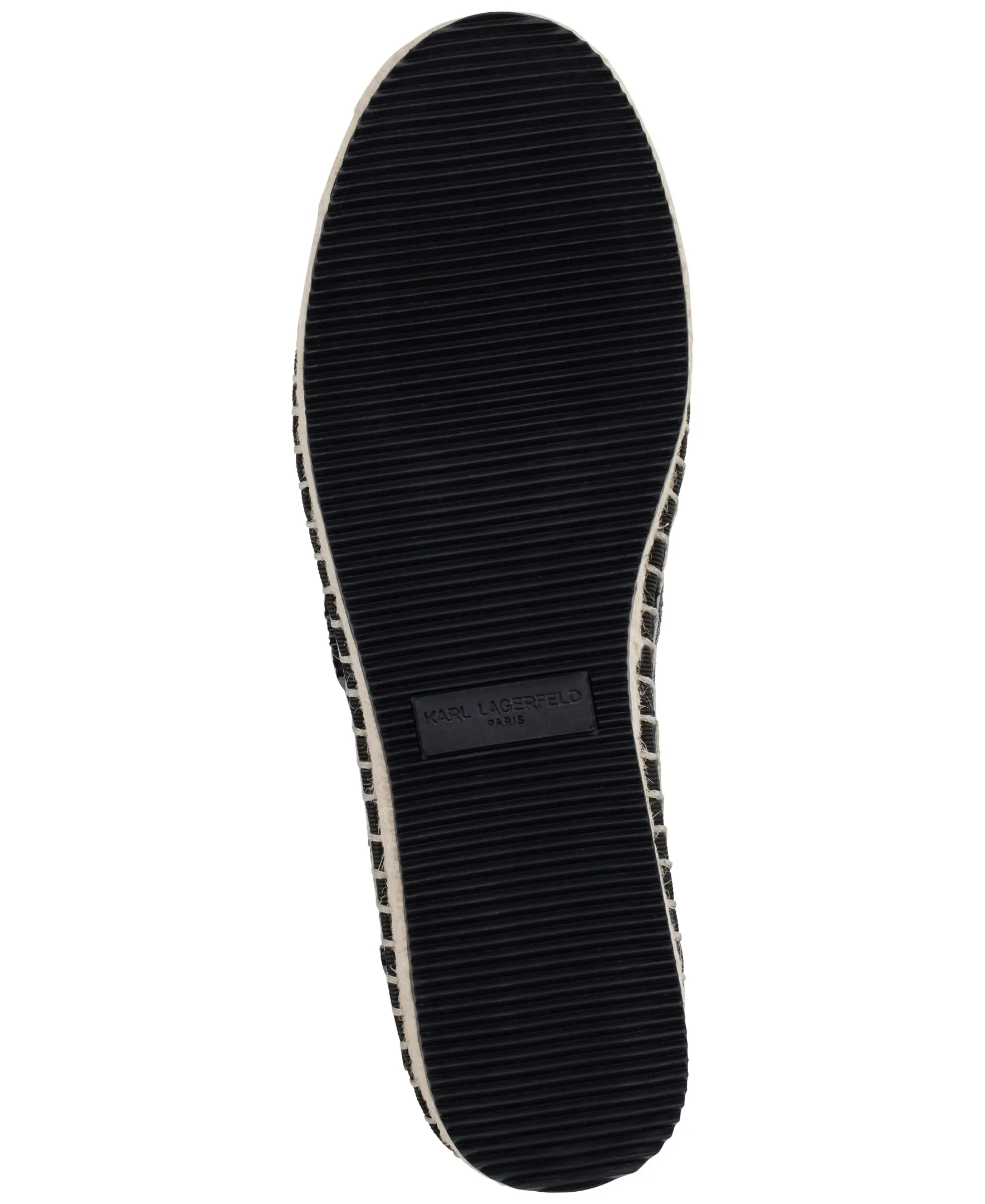 Karl Lagerfeld Paris Women's Michaela Slip On Embellished Flat Espadrille Platform, Black, 7