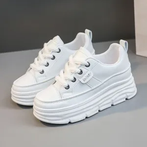 Lace Up Round Toe Platform Sneakers