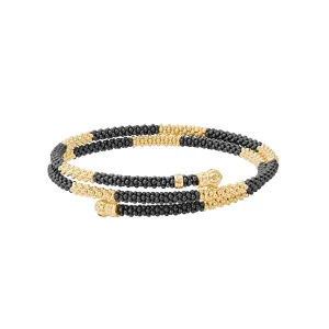 LAGOS Black Caviar 18K Gold Large Station Ceramic Wrap Bracelet
