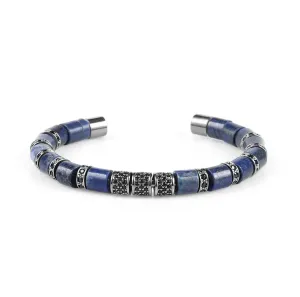 Lapis Lazuli & Black Crystals Cuff Bracelet