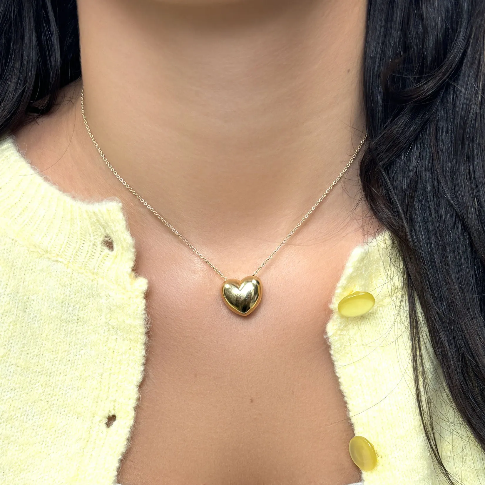 Lapis Puffy Heart Necklace