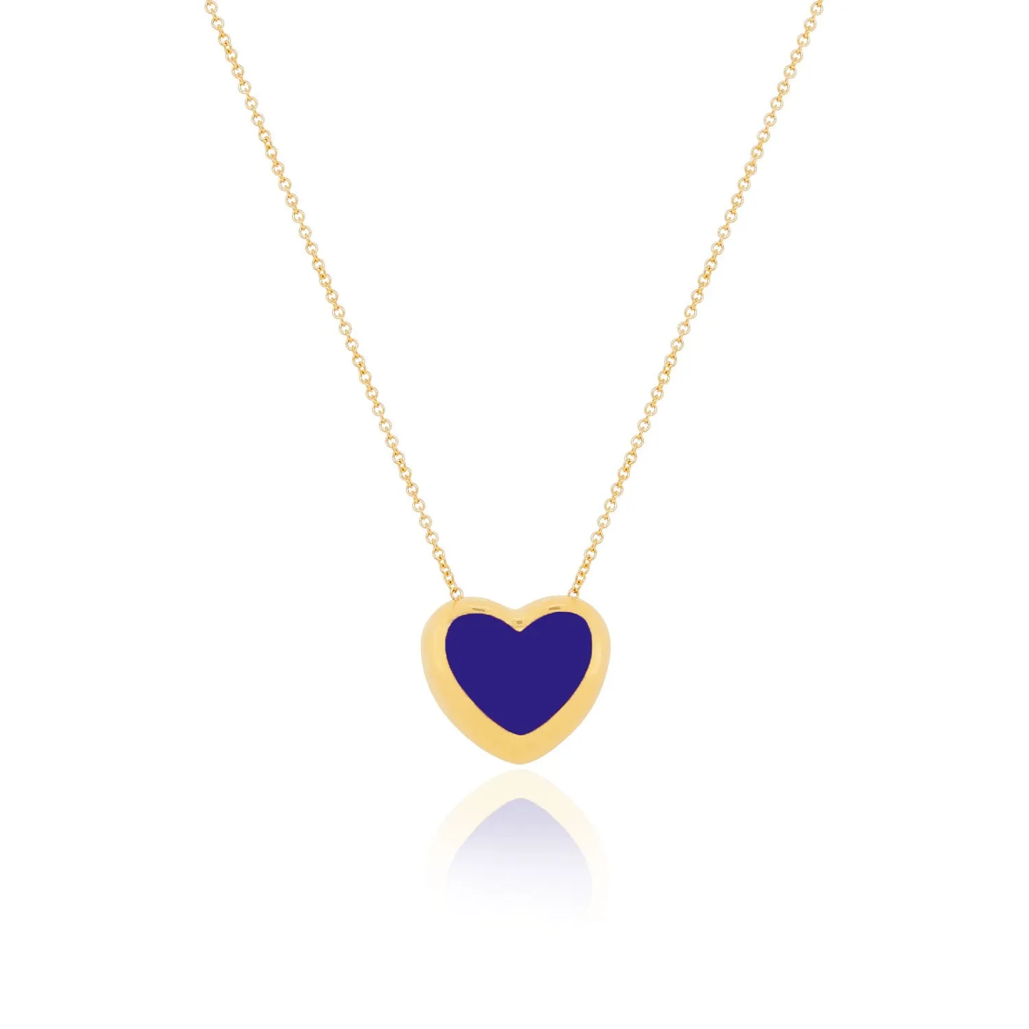 Lapis Puffy Heart Necklace