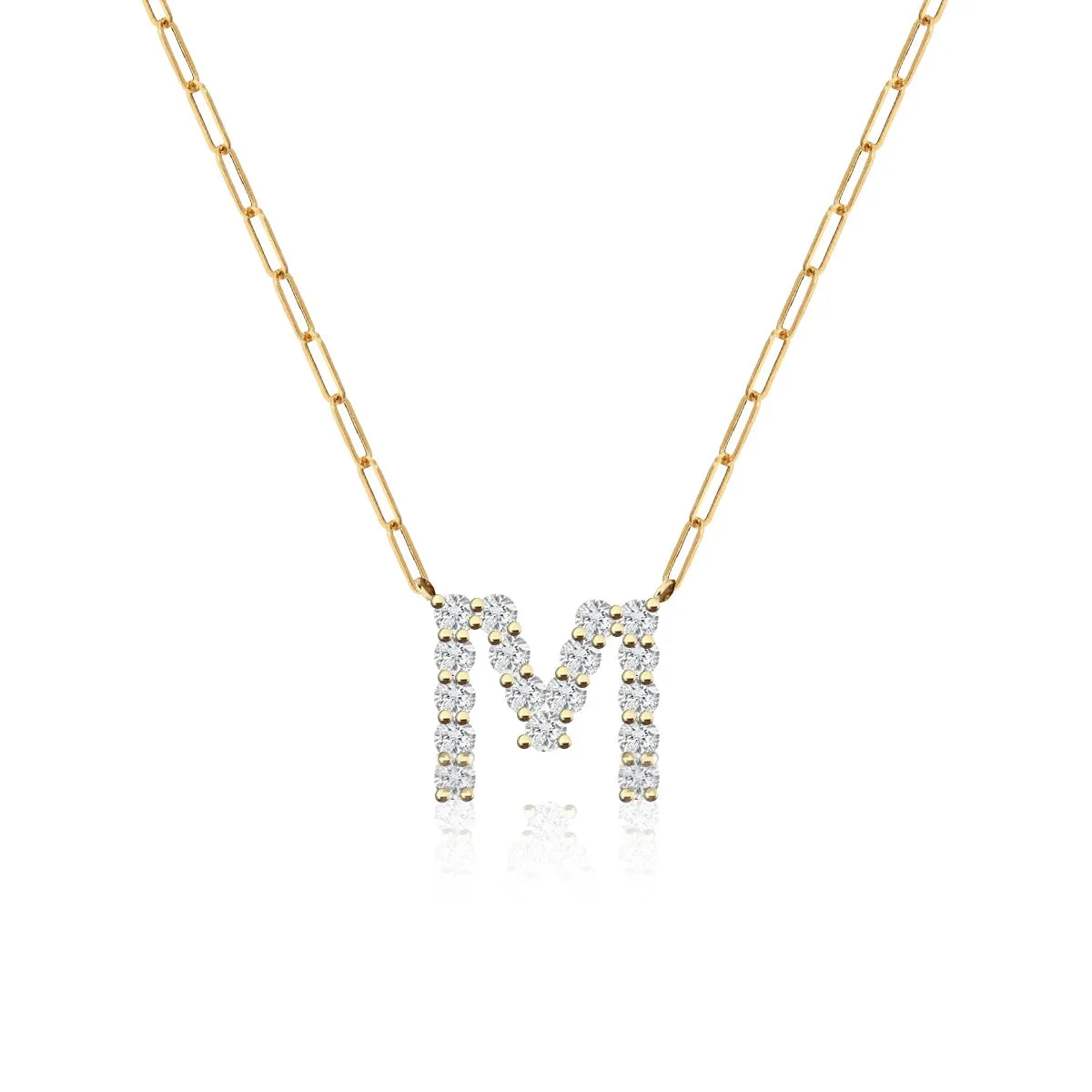 Large Diamond Paperclip Initial Necklace