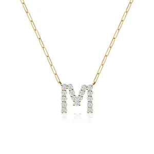 Large Diamond Paperclip Initial Necklace