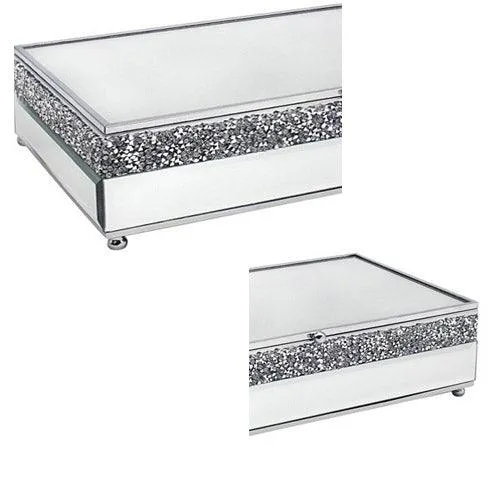 Large Mirror Crystal Jewellery Box – Crushed Crystal Diamante Glass