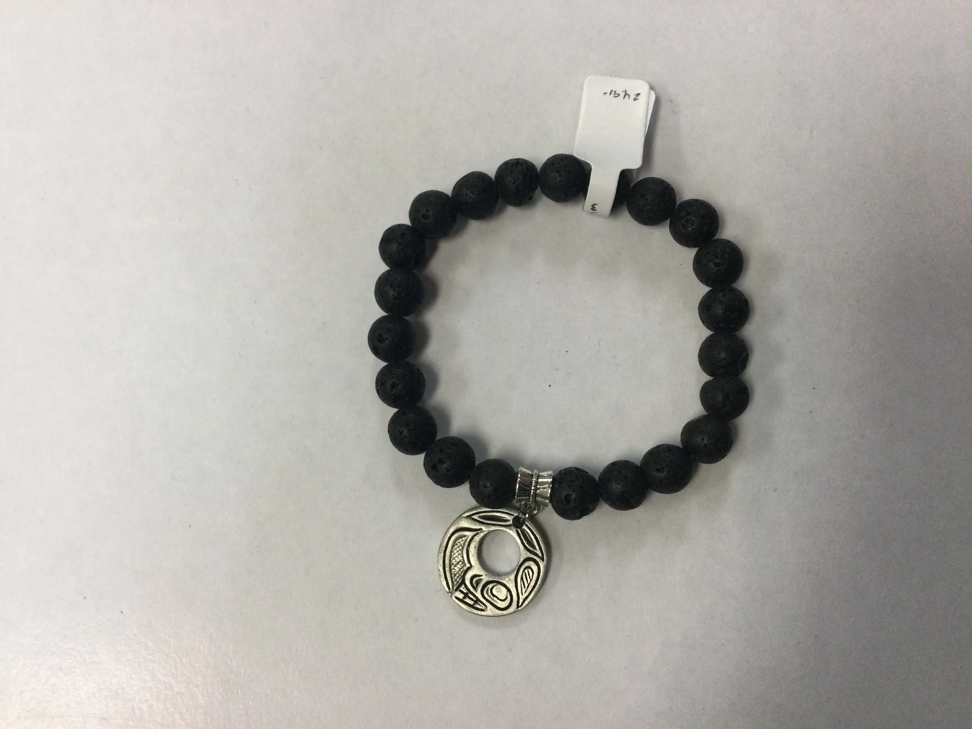 Lava 8mm Bracelet with Pewter Charm