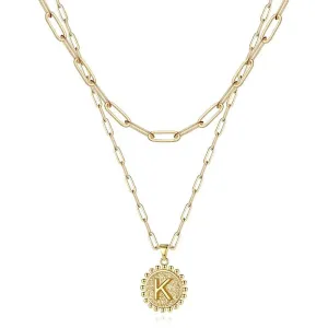 Layered Choker Necklaces for Women, 14K Gold Plated Dainty Layering Paperclip Chain Necklace Simple Adjustable Initial Coin Pendant Necklaces Layered Gold Chain Necklaces for Women Jewelry Gifts | Multiple Colors and Sizes