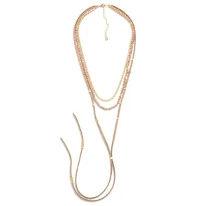 Layered Necklace with Leather Tassel