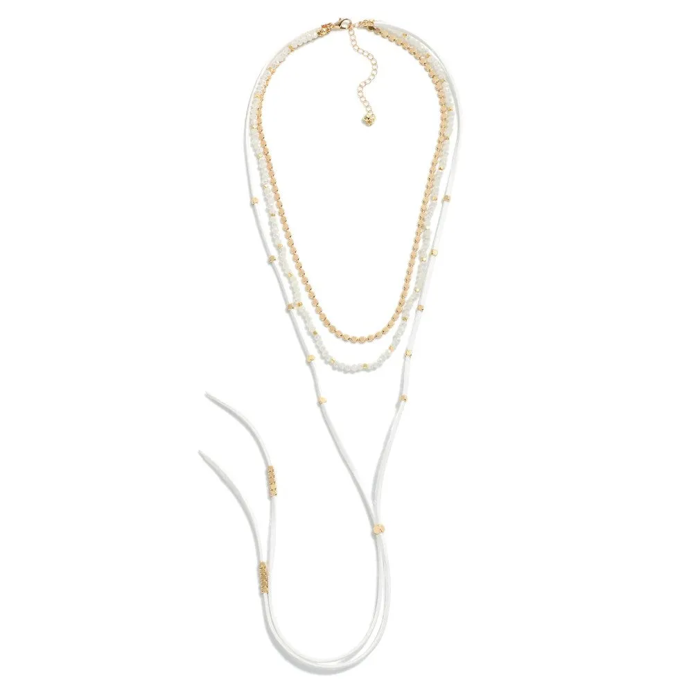 Layered Necklace with Leather Tassel