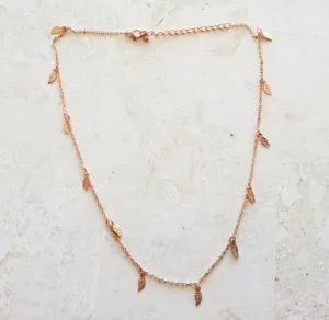 Leaf Necklace Short Rose Gold