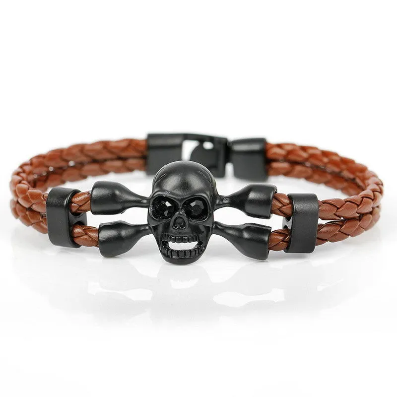 Leather Skull Charm Friendship Bracelets