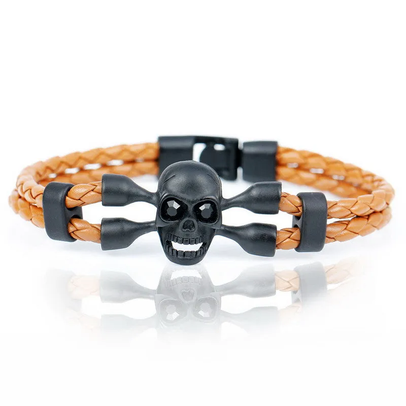 Leather Skull Charm Friendship Bracelets
