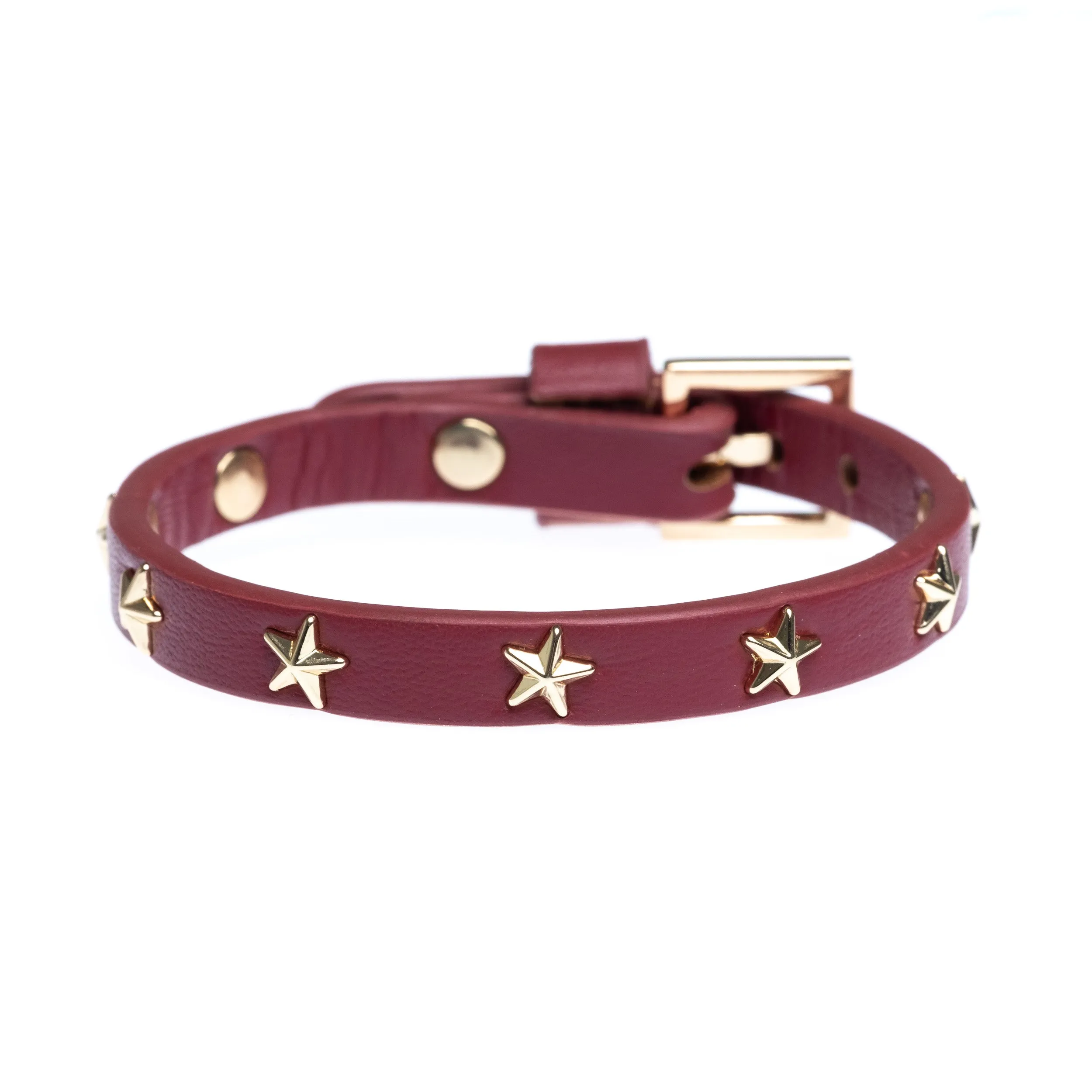 LEATHER STAR STUD BRACELET MINI OX RED