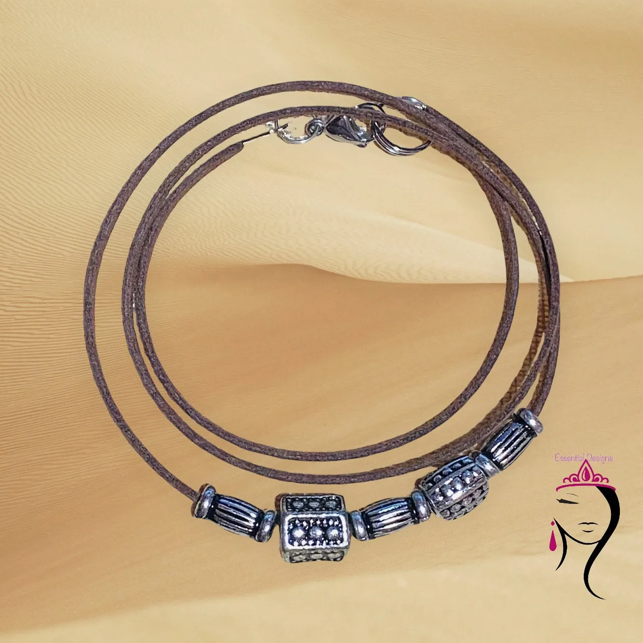 Leather Wrap Around Bracelet. #22009