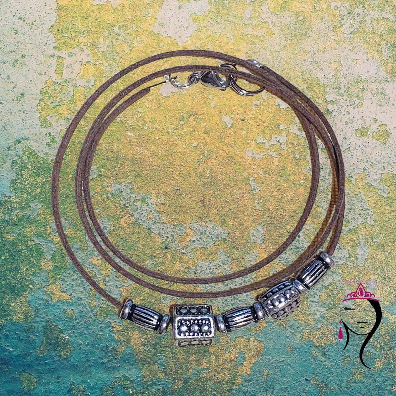 Leather Wrap Around Bracelet. #22009