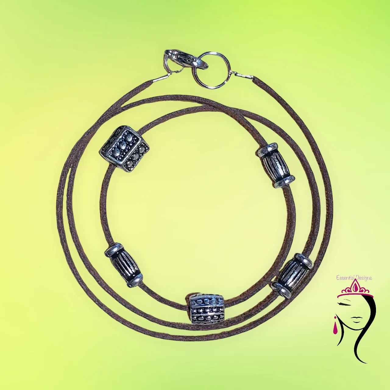 Leather Wrap Around Bracelet. #22009