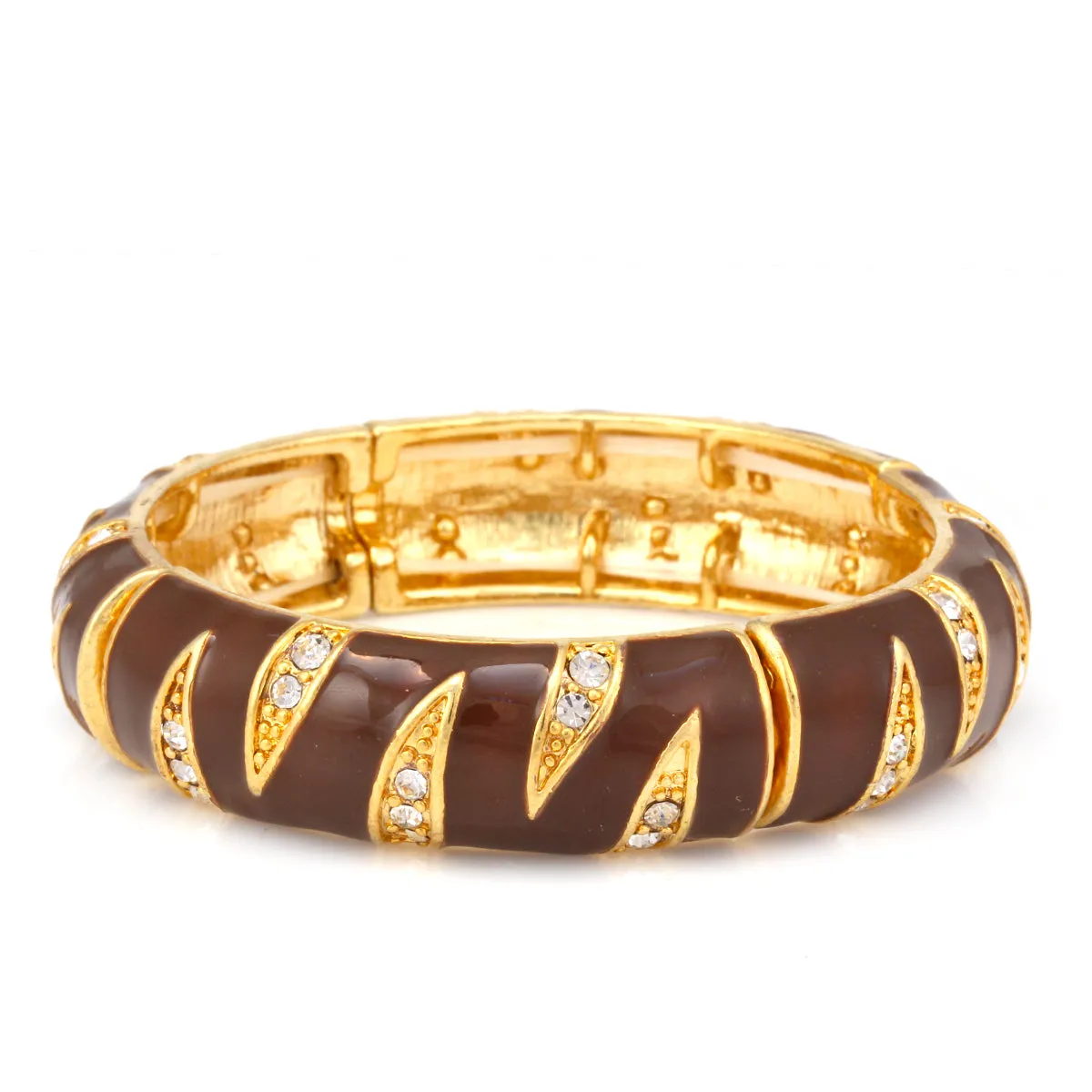 Leopard Look Epoxy With Crystal Stone Stretch Bracelet #B5812 ASST (PD6)