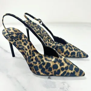 Leopard Slingback Pointed Toe Pumps
