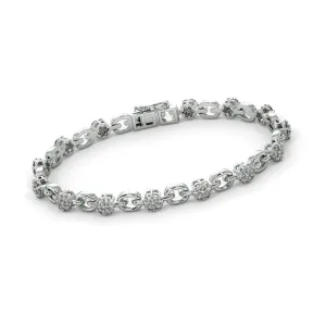 Links Tennis Bracelet Diamond 14k Solid White Gold Handmade, Tennis Bracelet, Designer Bracelet, White Gold Bracelet, Diamond Bracelet